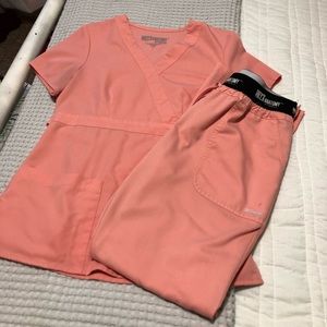 Grey’s Anatomy Coral Top and Bottom Scrub Set